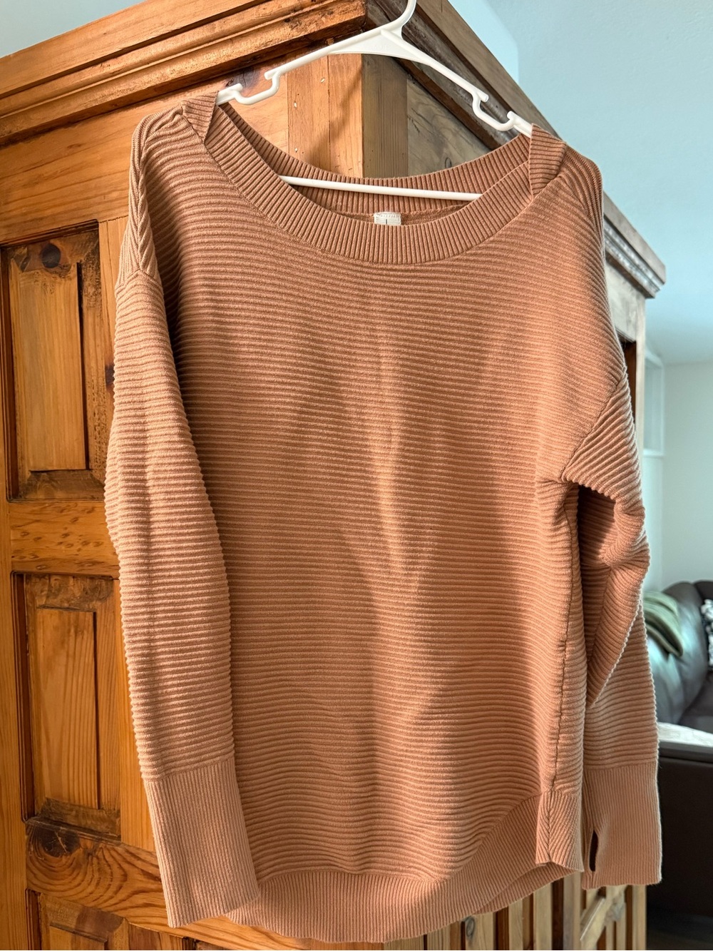 aerie Ribbed Pullover Sweater in Dusty Peach